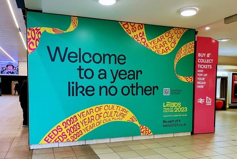 An image of colorful wall graphics.